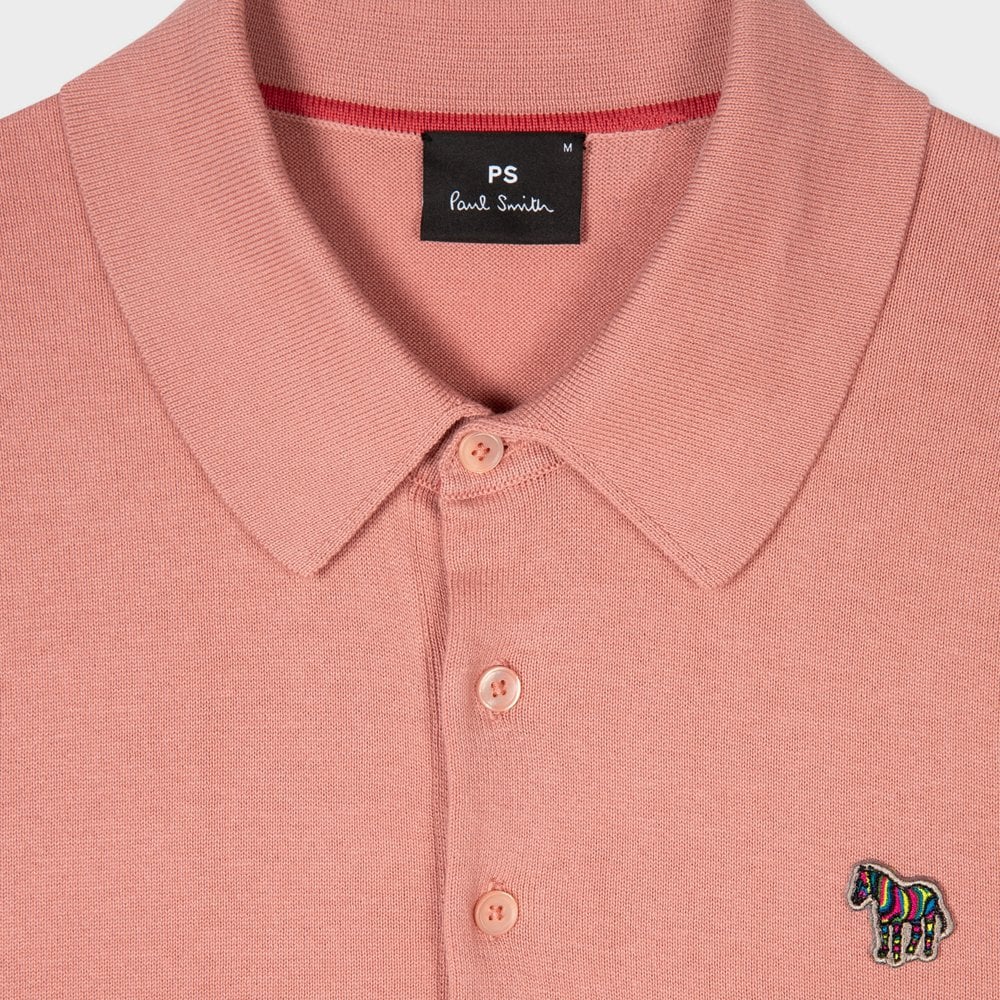 Paul Knitted Zebra Logo Polo Shirt - Pink