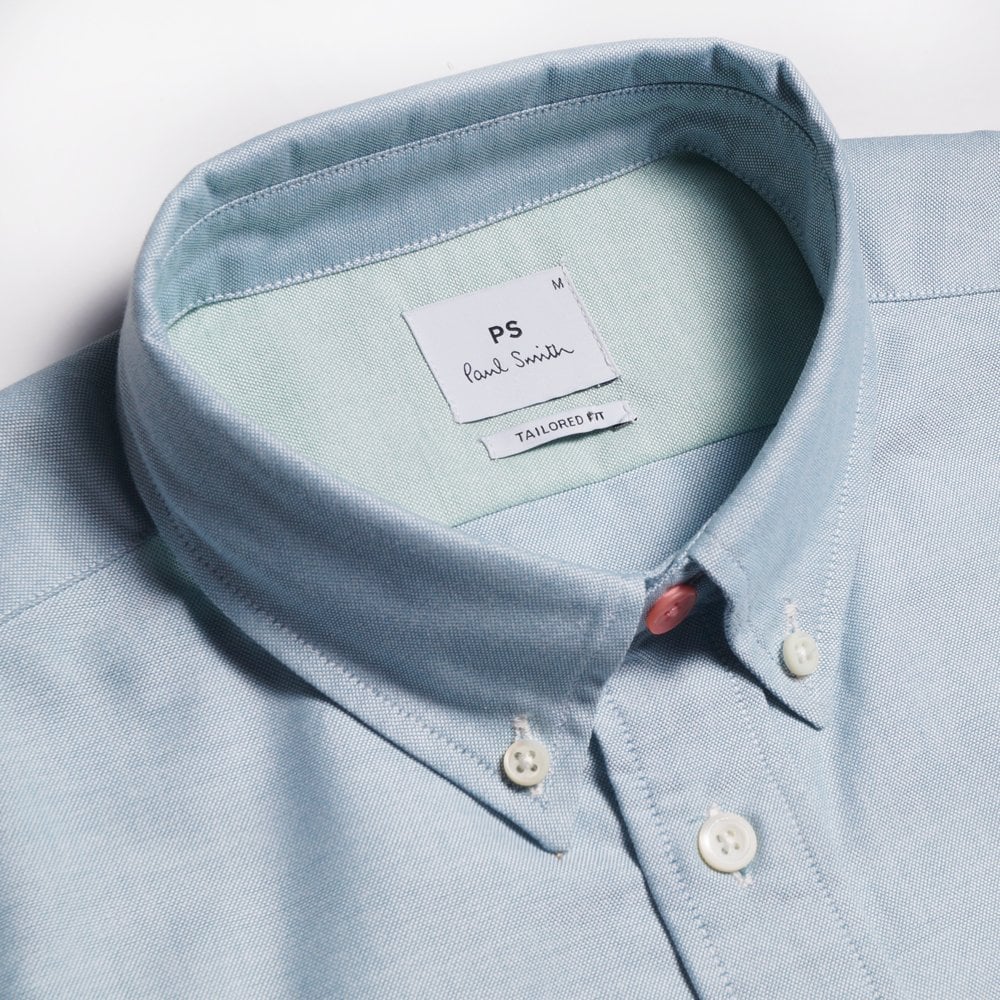 - Embroidered Zebra Button-Down Shirt - Green/Blue