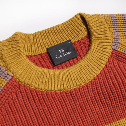 - Crew-Neck Stripe Pullover - Mustard/Multi