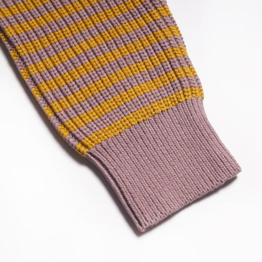 - Crew-Neck Stripe Pullover - Mustard/Multi