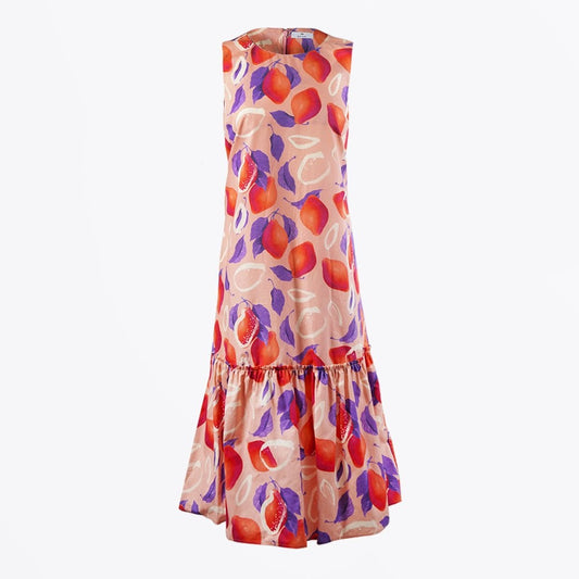 - Sleeveless Lemon Print Dress - Pink