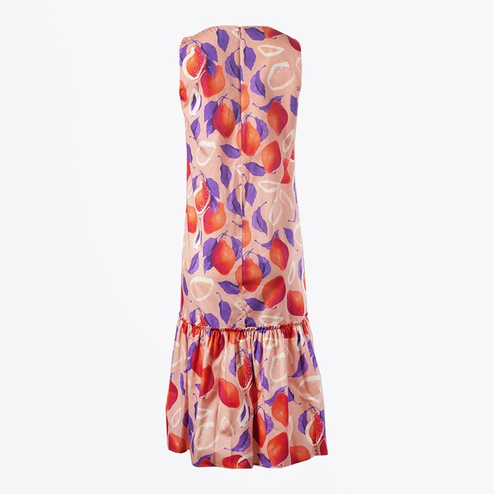 - Sleeveless Lemon Print Dress - Pink