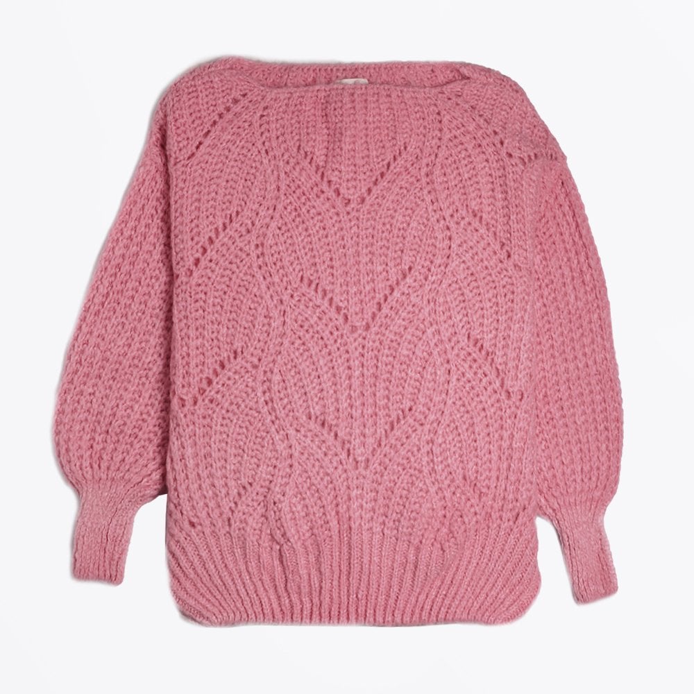 Charli Lina - Lace Knit Sweater - Pink