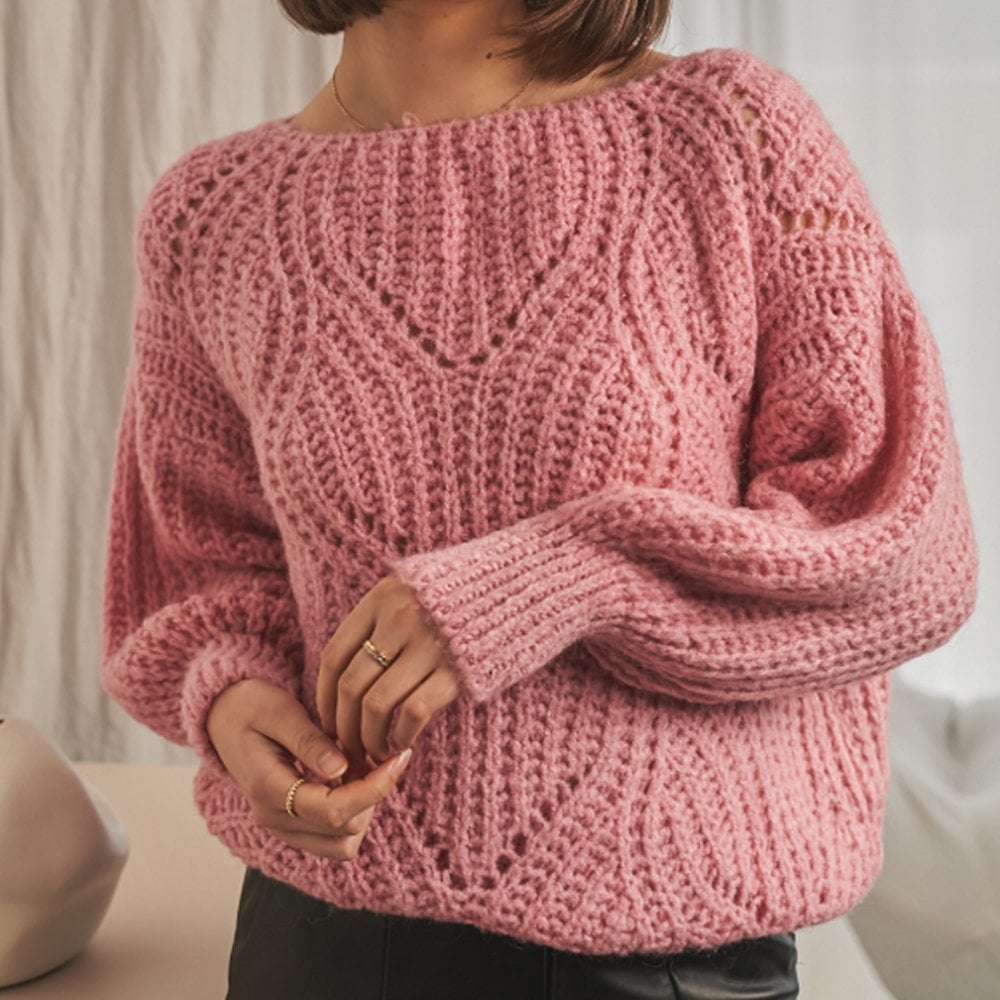 Charli Lina - Lace Knit Sweater - Pink