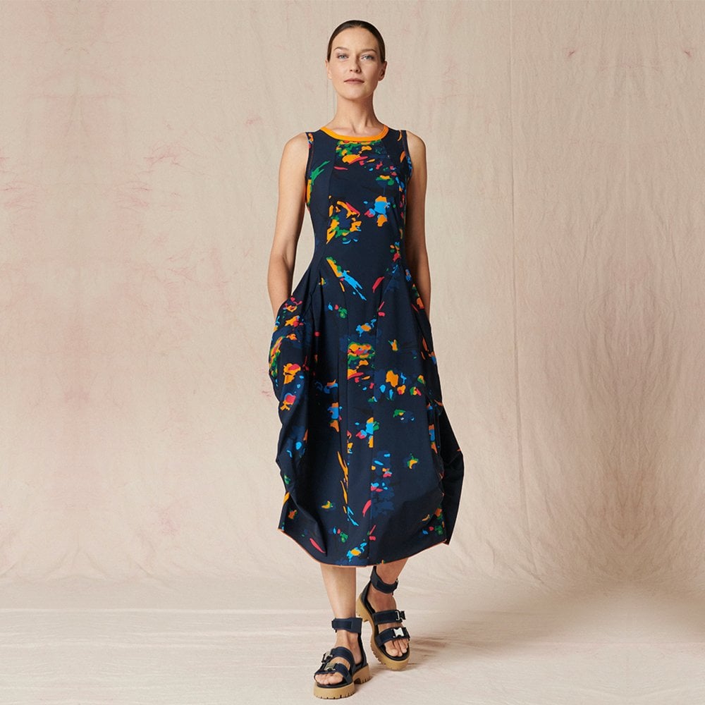 - At Length - Sleeveless Jersey Balloon Dress - Navy