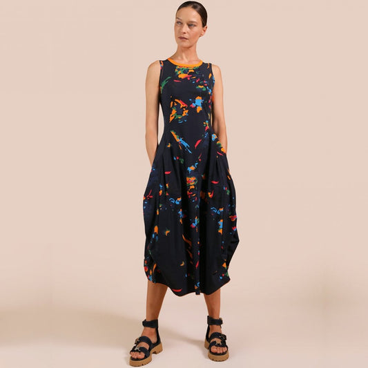 - At Length - Sleeveless Jersey Balloon Dress - Navy