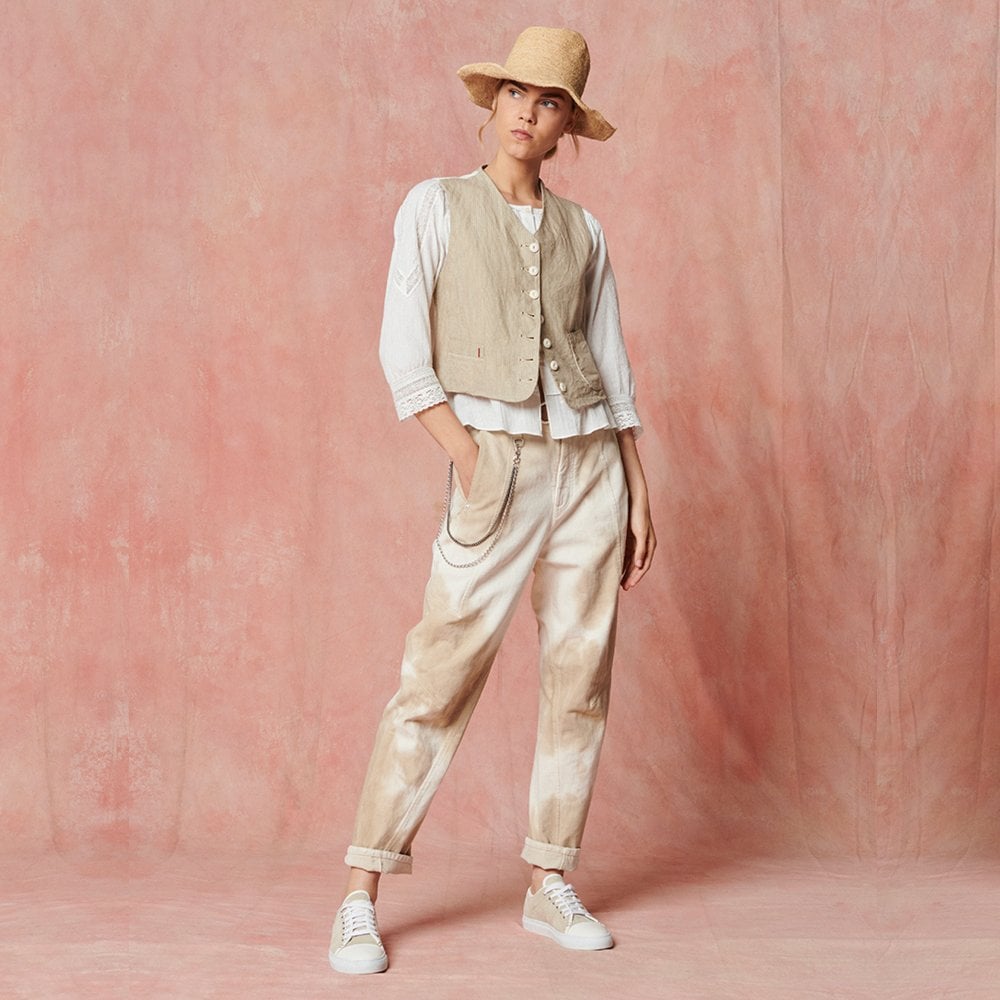 - Earnest - Striped Waistcoat - Beige