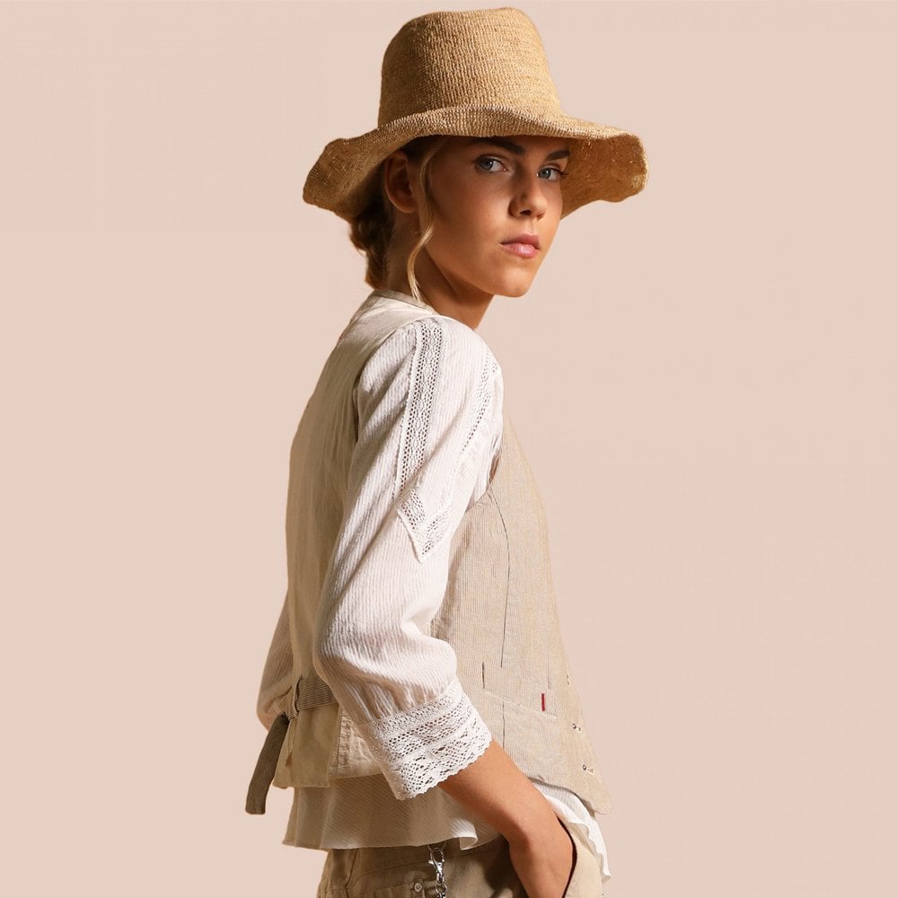 - Earnest - Striped Waistcoat - Beige