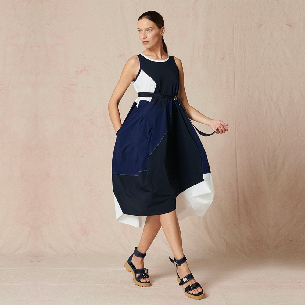 - Tempt - Hi-Tech Sleeveless Dress - Blue/Navy/White
