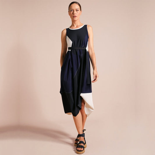 - Tempt - Hi-Tech Sleeveless Dress - Blue/Navy/White