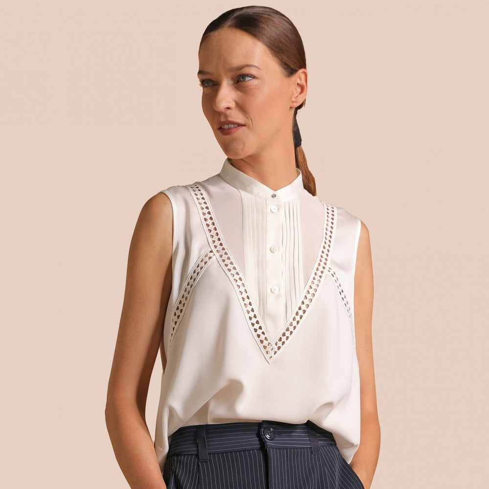 - Quiver - Lace Sleeveless Top - White