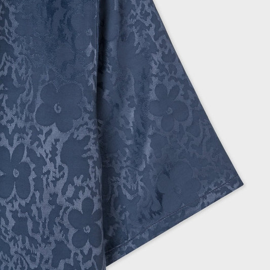 - 'Flower Power' Jacquard Satin Shirt - Navy