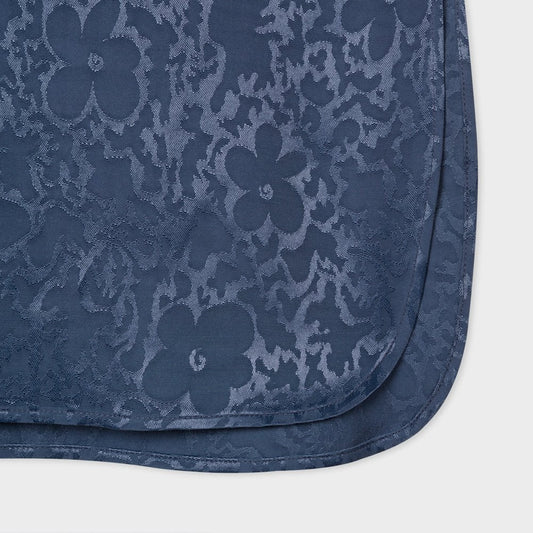 - 'Flower Power' Jacquard Satin Shirt - Navy