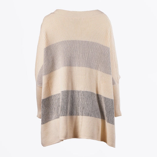 - Dania - V-Neck Stripe Poncho - Cream