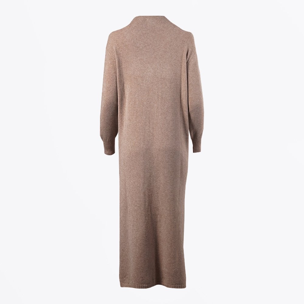 - Ashley - Long-Line Knit Cardigan - Camel