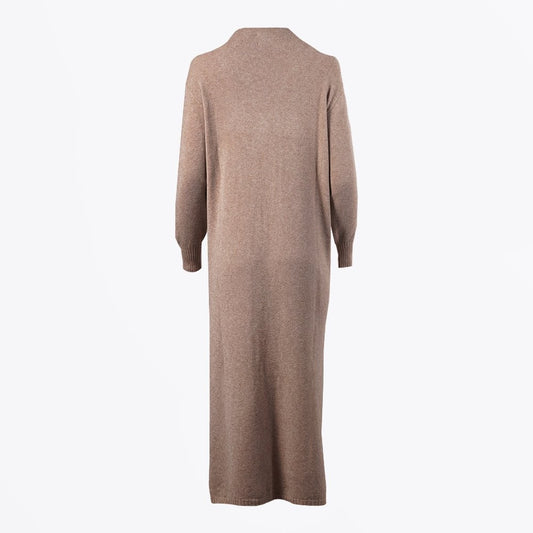 - Ashley - Long-Line Knit Cardigan - Camel