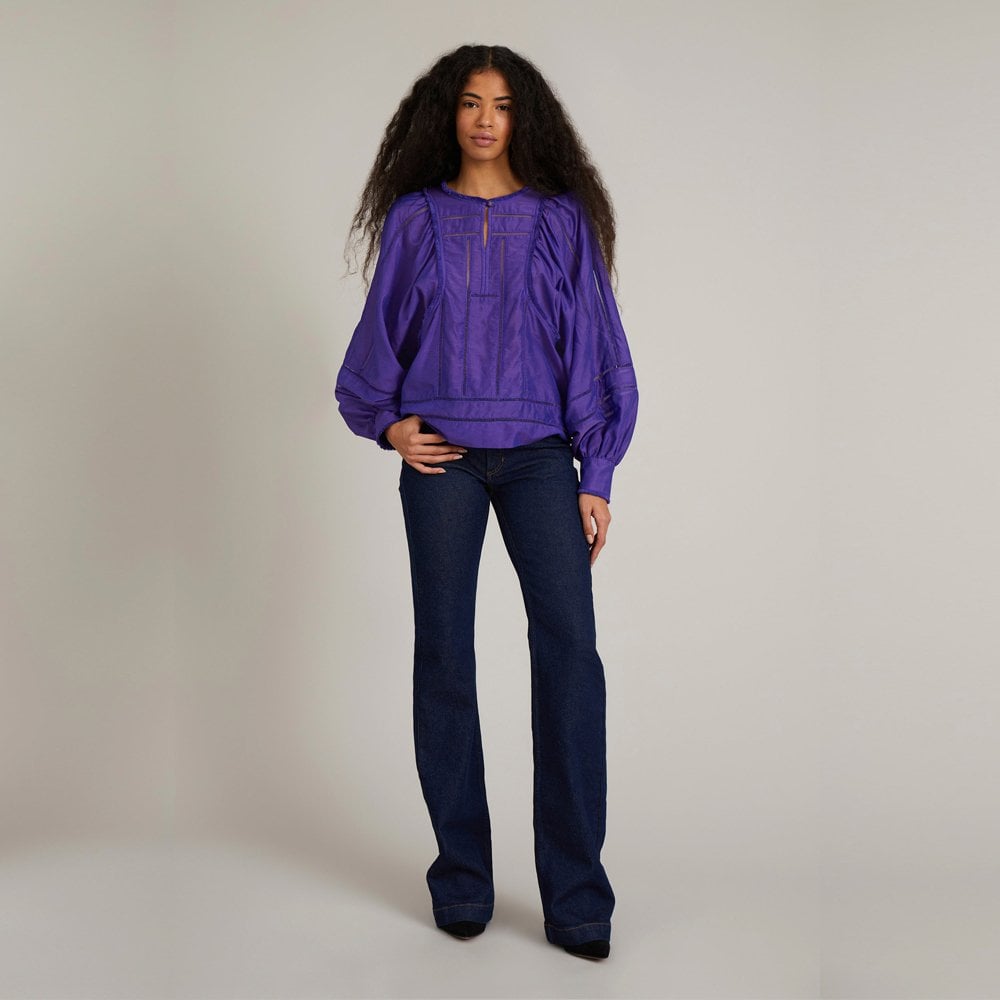 - City - Balloon Sleeve Top - Purple