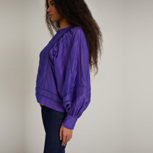 - City - Balloon Sleeve Top - Purple