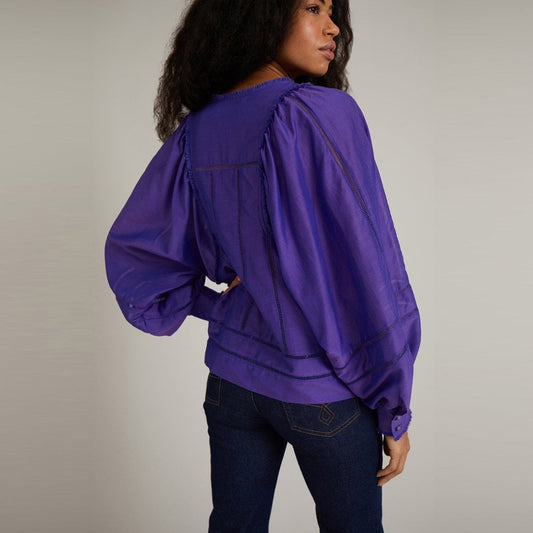 - City - Balloon Sleeve Top - Purple