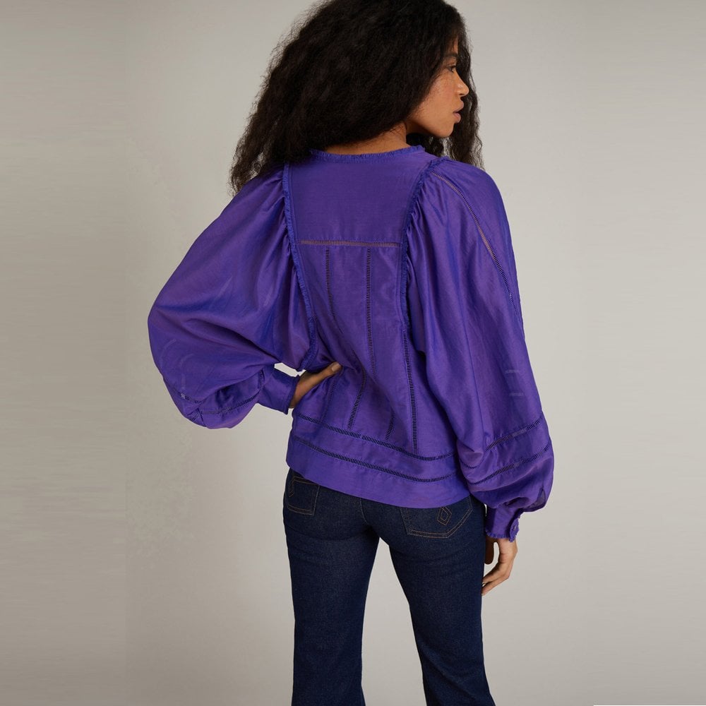 - City - Balloon Sleeve Top - Purple