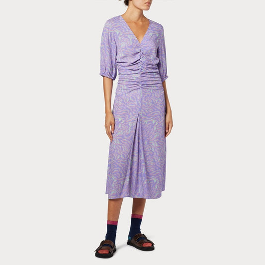 - Printed Midi Dress - Lilac