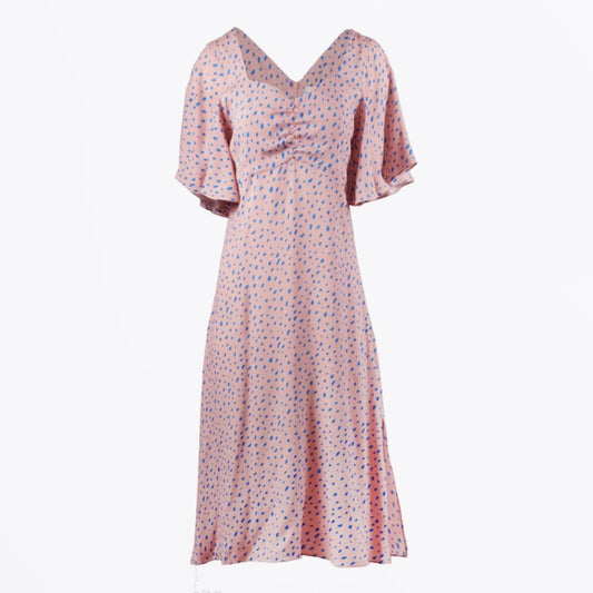 - Spot Print Midi Dress - Pink