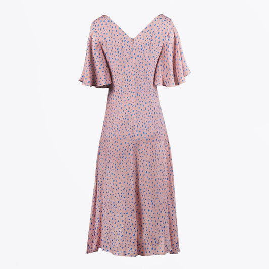 - Spot Print Midi Dress - Pink