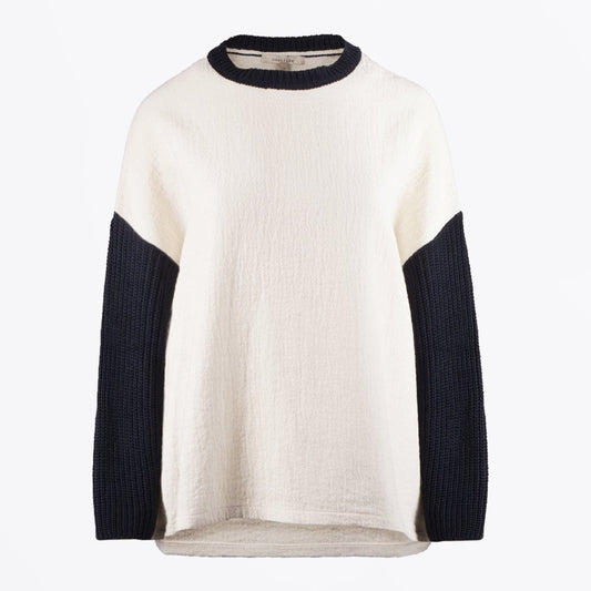 - Rako - Contrast Sleeve Top - Navy/White