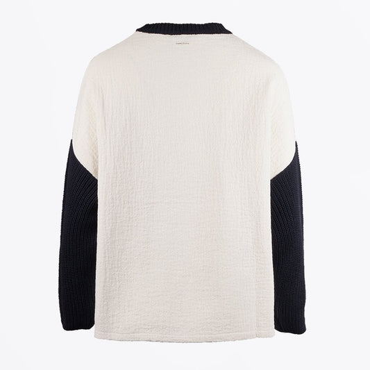 - Rako - Contrast Sleeve Top - Navy/White