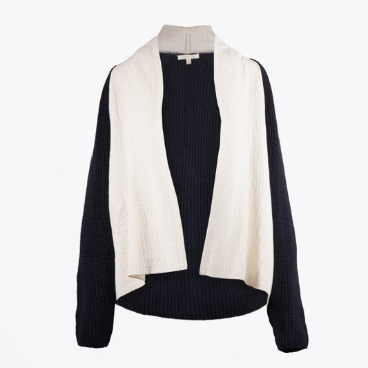 - Ramon - Contrast Sleeve Jacket - Navy/White