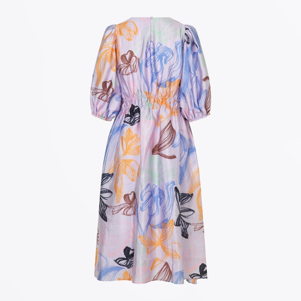 - Elizabeth - Tulip Print Midi Dress - Purple/Multi