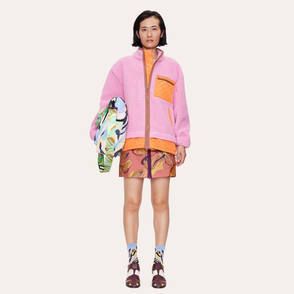 - Samiya - Fleece Jacket - Pink/Orange