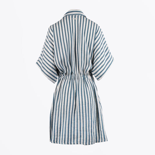 - Resti - Linen-Blend Stripe Dress - Blue/White