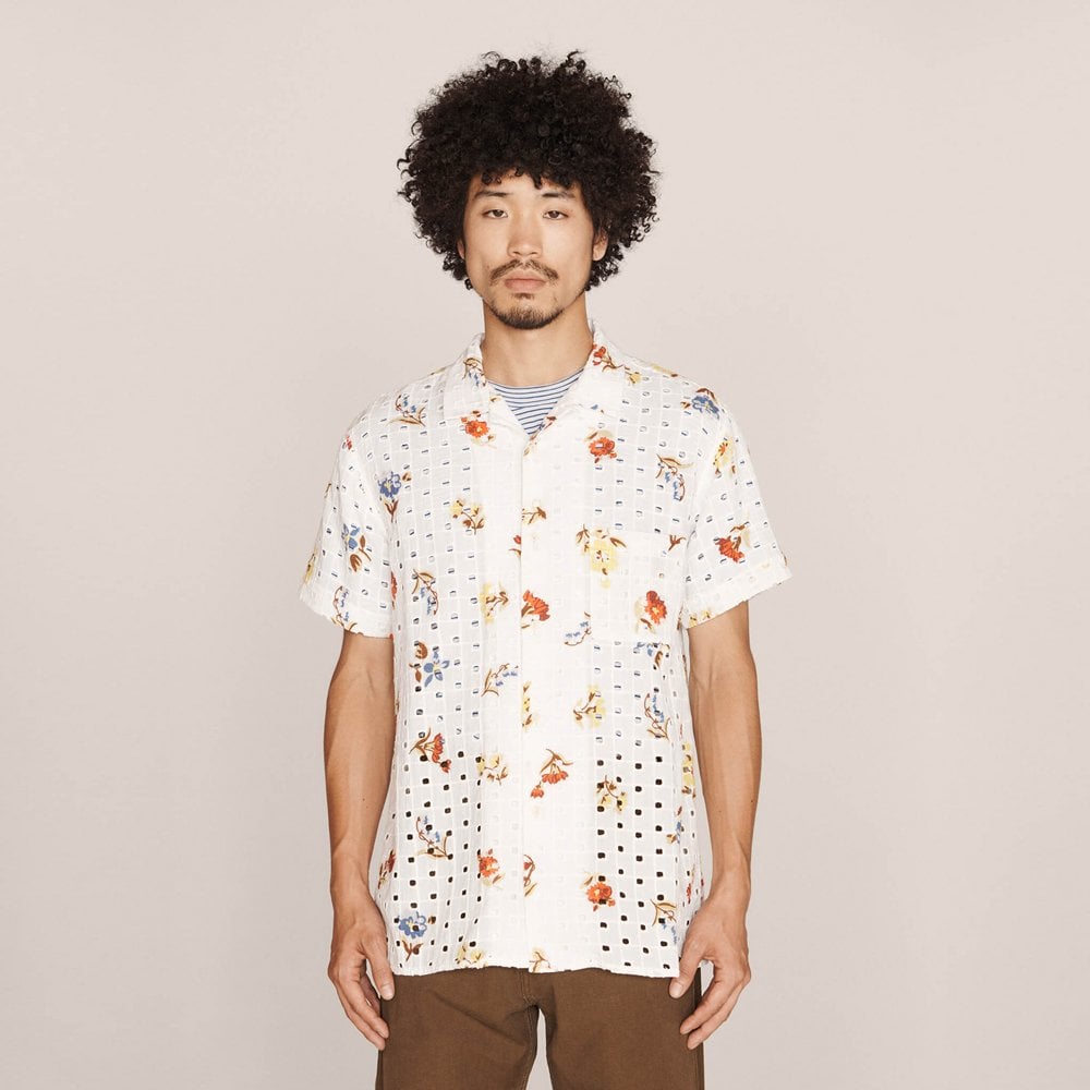 - Ditsy Print Broderie Anglaise Shirt - White