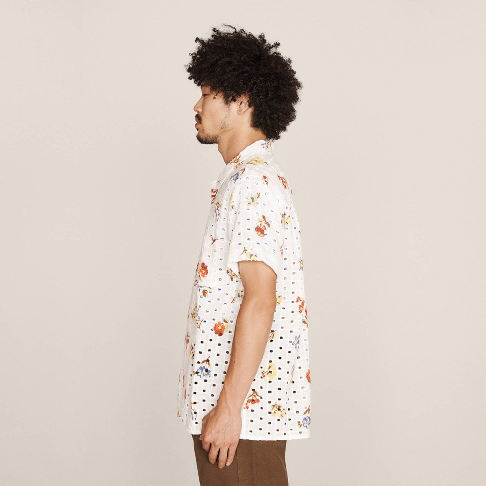 - Ditsy Print Broderie Anglaise Shirt - White