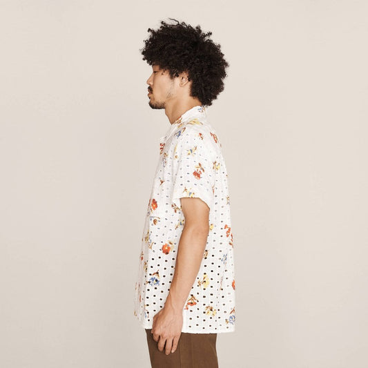 - Ditsy Print Broderie Anglaise Shirt - White