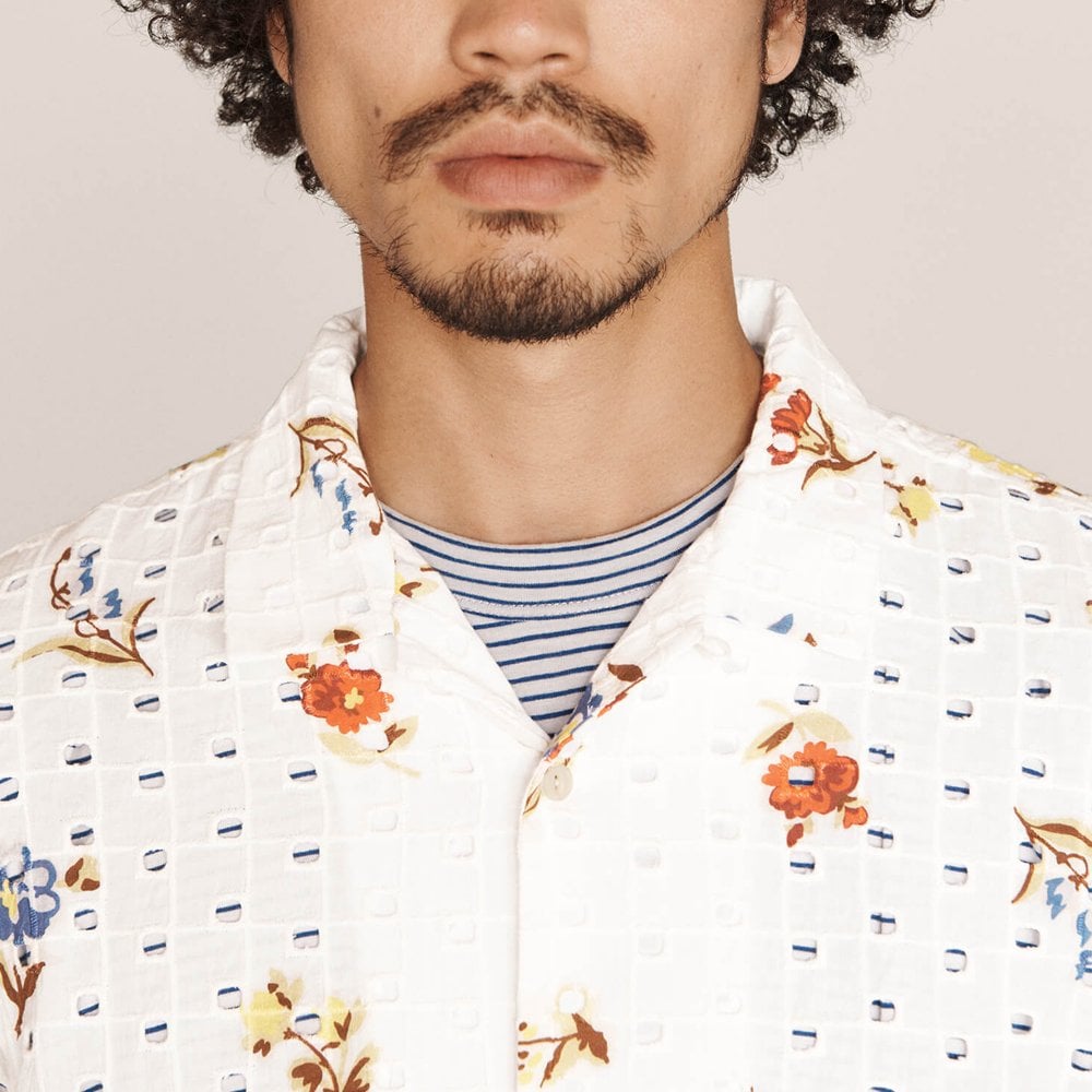 - Ditsy Print Broderie Anglaise Shirt - White