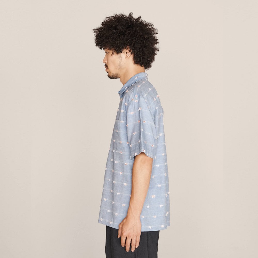 - Cotton Tuft Chambray Shirt - Blue