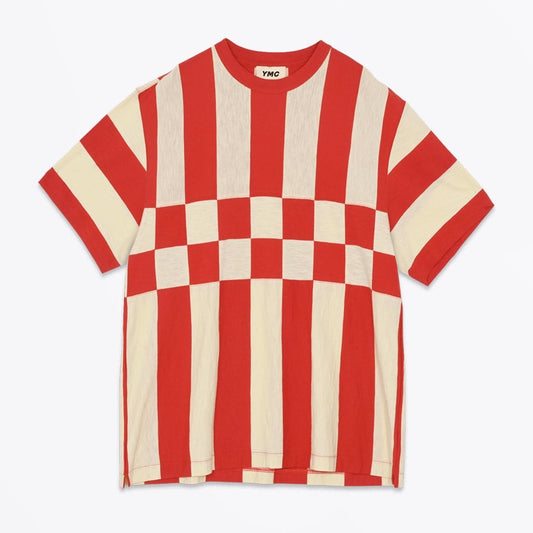 - Cotton Stripe Jersey T-Shirt - Red
