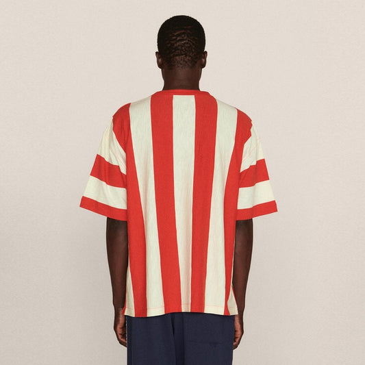 - Cotton Stripe Jersey T-Shirt - Red