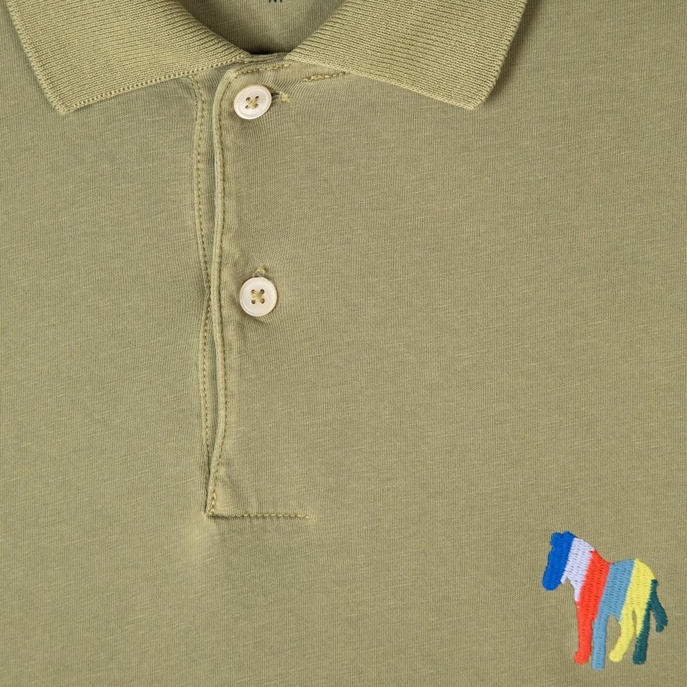 - 'Stripe Zebra' Embroidery Polo Shirt - Green