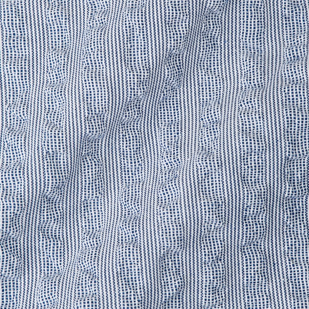 Oliver - Grandad - Cotton Seersucker Shirt - Blue