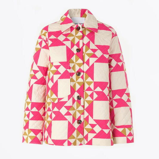 - Quilted Patchwork Overshirt - Pink