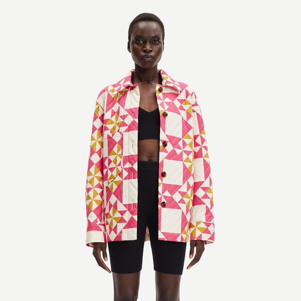 - Quilted Patchwork Overshirt - Pink