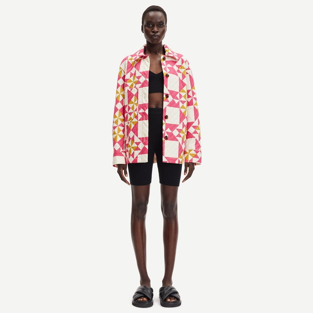 - Quilted Patchwork Overshirt - Pink