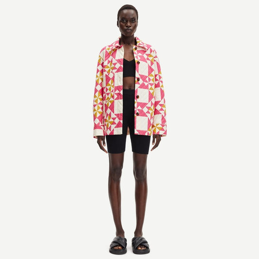 - Quilted Patchwork Overshirt - Pink