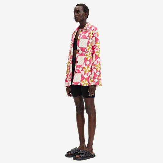 - Quilted Patchwork Overshirt - Pink