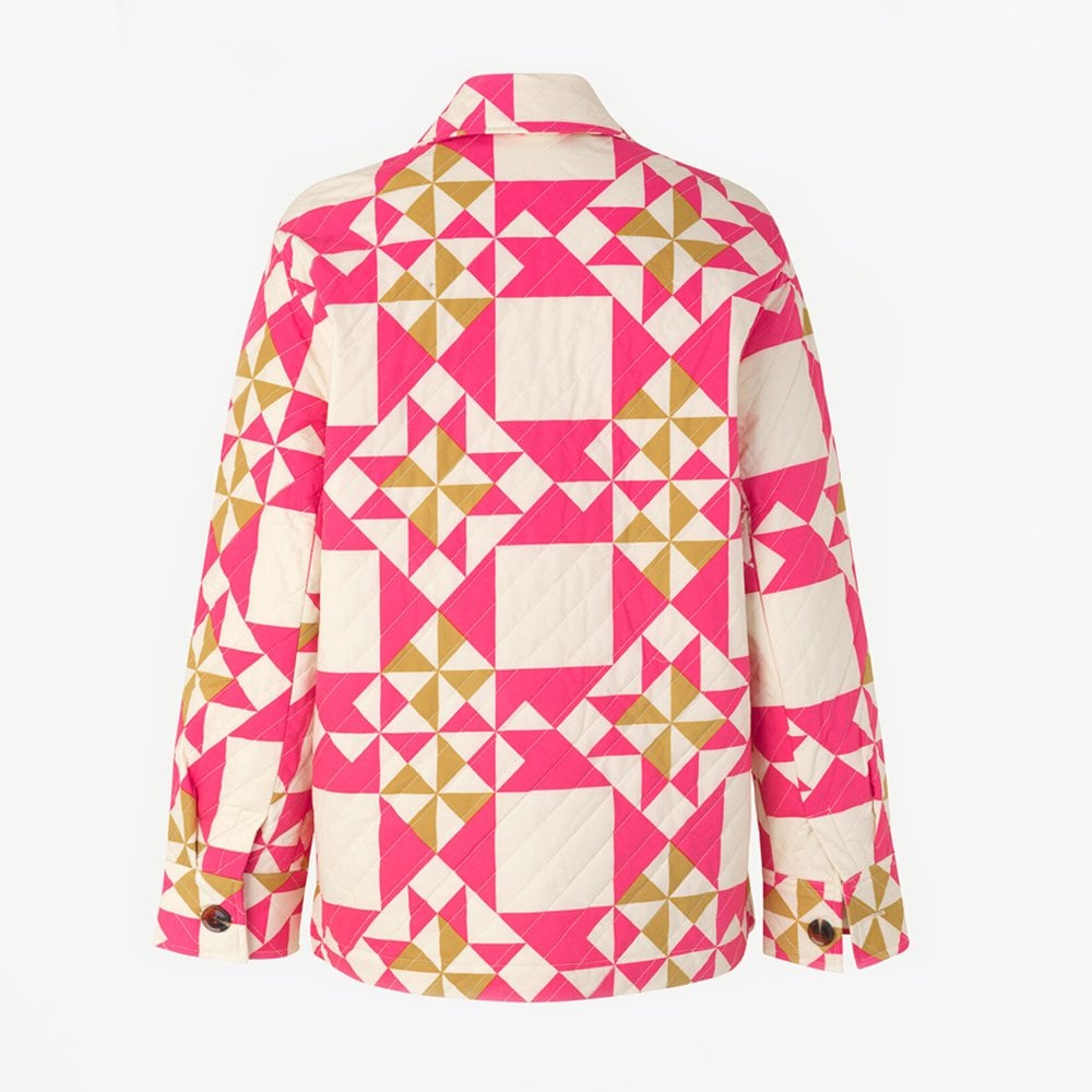 - Quilted Patchwork Overshirt - Pink