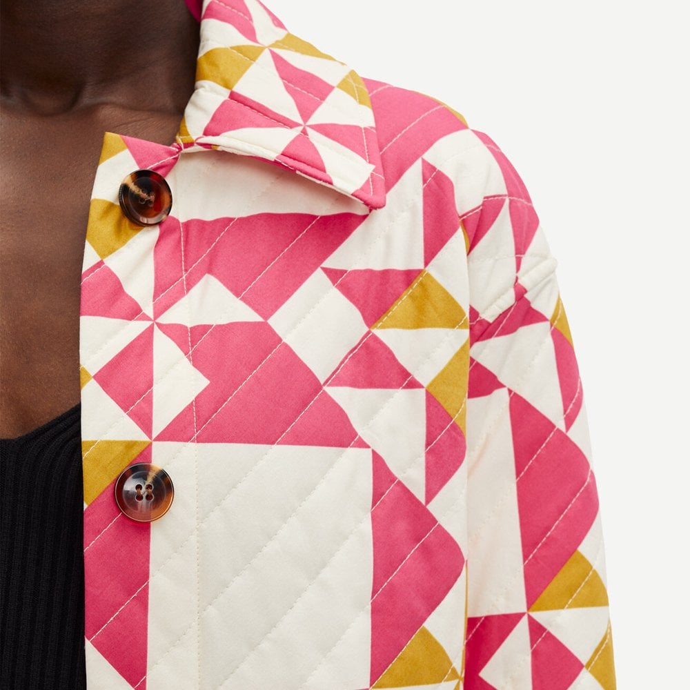 - Quilted Patchwork Overshirt - Pink