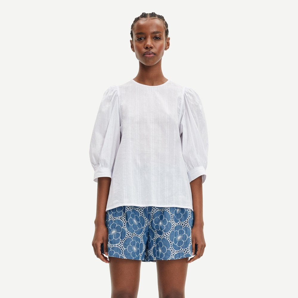 Floral Broderie Anglaise Shorts - Blue
